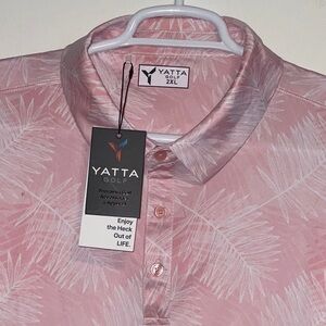 YATTA GOLF FEATHER WEIGHT PINK WHITE POLO SHIRT SIZE  2XL NWT